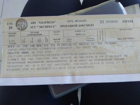 Ticket de tren Nukus - Aktau.